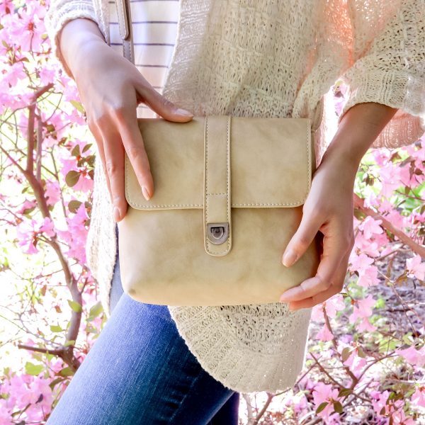 Rachel Nubuck Flip Lock Crossbody