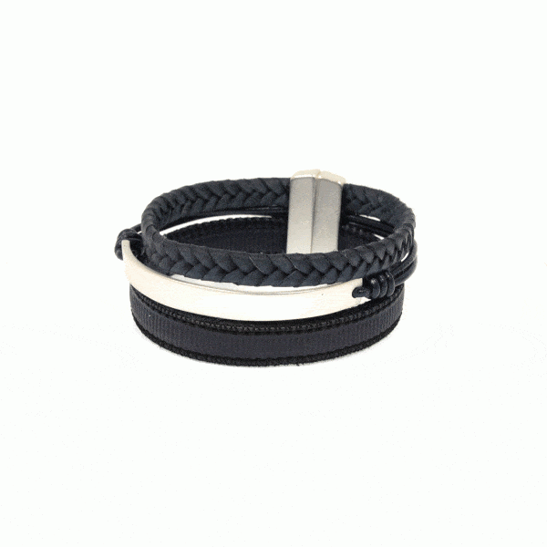 Leather & Silver Bar Bracelet