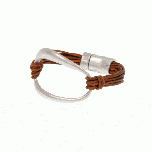 Leather Cord & Oval Bracelet