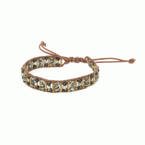 Blue & Brown Beaded Adjustable Bracelet