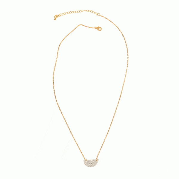 Two Tone Hammered Half Circle Necklace