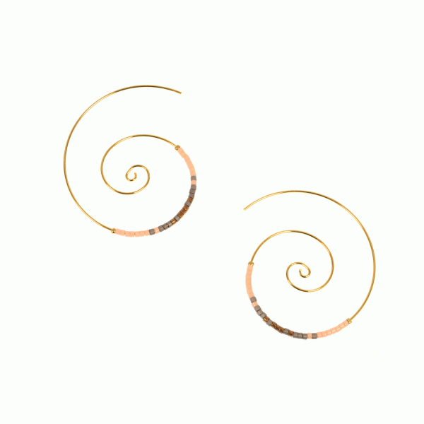 Gold & Pink Spiral Threader Earring